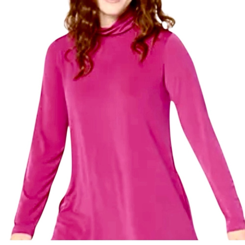 CHICO TRAVELERS PINK MOCK NECK LONG SLEEVED TOP SZ LG